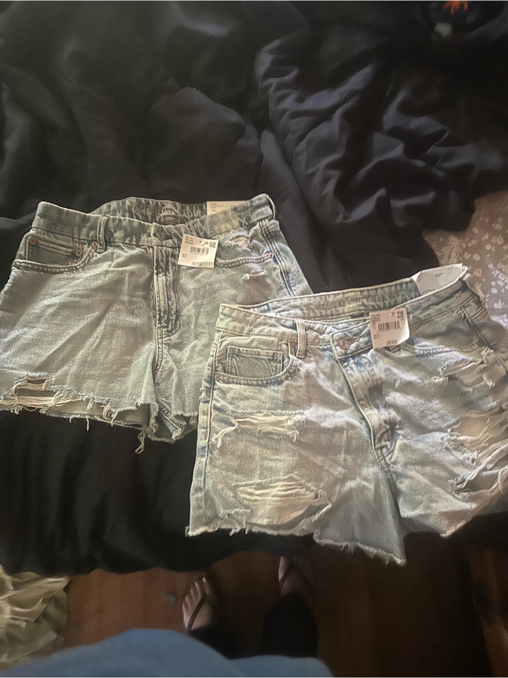American Eagle Outfitters Light Blue Distressed Denim Cutoff Shorts